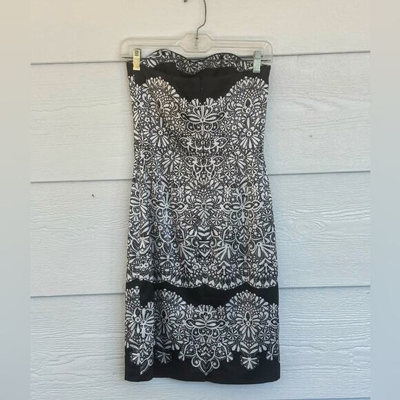 White House Black Market Strapless Black and White Dress Size 0 - Picture 5 of 5